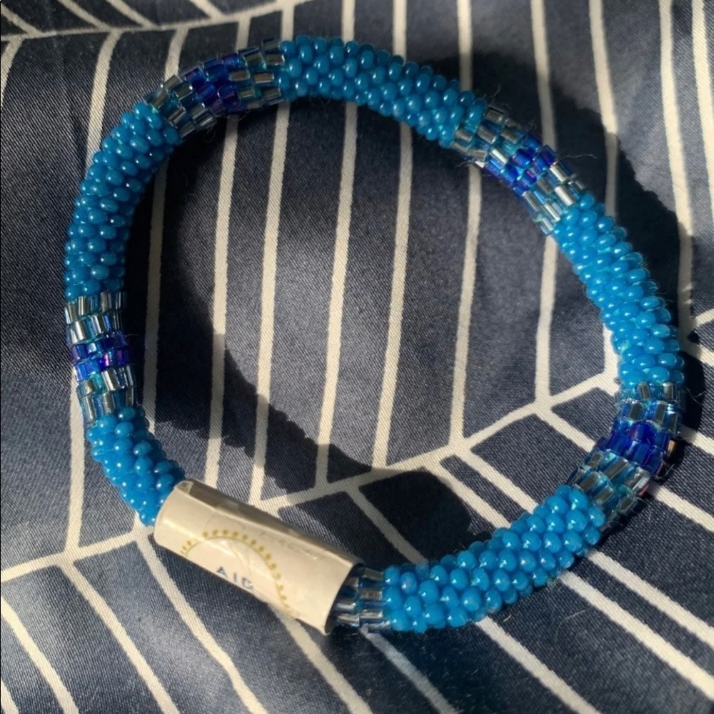 Aid Through Trade Pretty Blue Beaded Bracelet